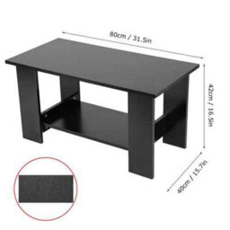 Modern Coffee Table, Black Finish Wood Living Room Side Table, With Lower Storage Shelf - thumbnail 3