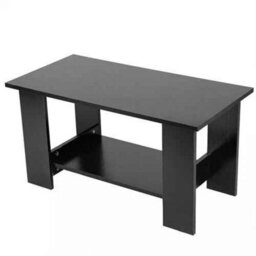 Modern Coffee Table, Black Finish Wood Living Room Side Table, With Lower Storage Shelf - thumbnail 6