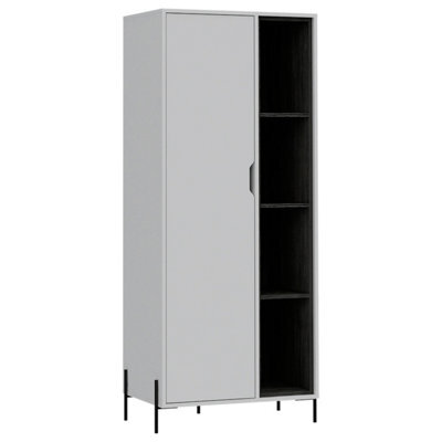 Core Products Dallas Bookcase Display Unit - White & Carbon Grey Oak Effect, H160.0Cm X W68.6Cm X D42.3Cm - image 1