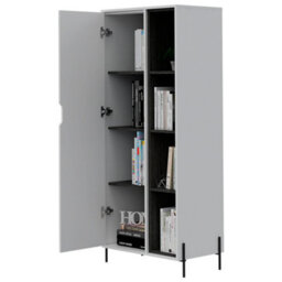 Core Products Dallas Bookcase Display Unit - White & Carbon Grey Oak Effect, H160.0Cm X W68.6Cm X D42.3Cm - thumbnail 4
