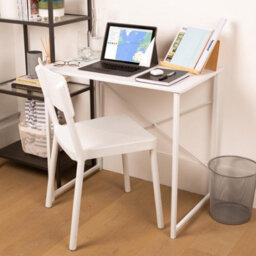 Harbour Housewares Wooden Desk & Chair Set - White/white - Durable Compact Wooden Office Bedroom Study Desk & Chair Set - thumbnail 5