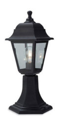 Luminosa Lighting Luminosa Oslo 1 Light Pedstal Lantern - Pillar Black Resin Ip44, E27