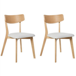 Beliani Set Of 2 Dining Chairs Holly Wood Light Brown/ Grey