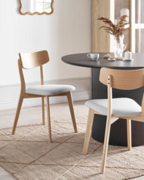 Beliani Set Of 2 Dining Chairs Hope Wood Light Brown/ Grey - thumbnail 2