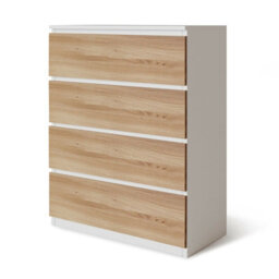 Urbn-Living Urbnliving 89Cm Height 4 Oak Drawer Skagen Grey Wooden Bedroom Chest Cabinet No Handle Storage Cupboard - thumbnail 2