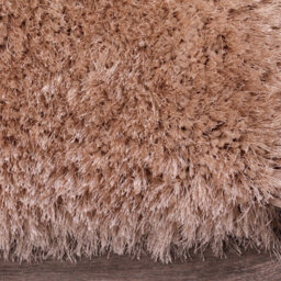 Beige Handmade Luxurious Plain Shaggy Sparkle Easy To Clean Rug For Living Room, Bedroom - 80Cm X 150Cm - thumbnail 5