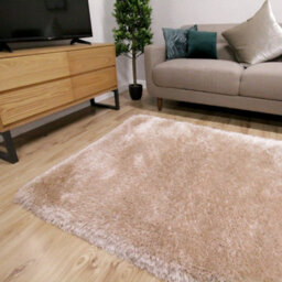 Beige Handmade Luxurious Plain Shaggy Sparkle Easy To Clean Rug For Living Room, Bedroom - 80Cm X 150Cm - thumbnail 2