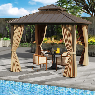 Gainoom 290X290Cm Outdoor Patio Hardtop Tent Coffee Gazebo Pergola W/netting - image 1
