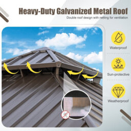 Gainoom 290X290Cm Outdoor Patio Hardtop Tent Coffee Gazebo Pergola W/netting - thumbnail 4