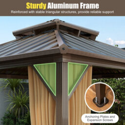 Gainoom 290X290Cm Outdoor Patio Hardtop Tent Coffee Gazebo Pergola W/netting - thumbnail 6