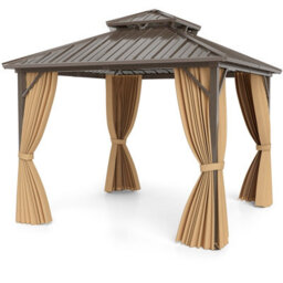 Gainoom 290X290Cm Outdoor Patio Hardtop Tent Coffee Gazebo Pergola W/netting - thumbnail 9