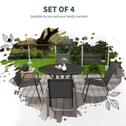 Outsunny Wicker Dining Chairs Set Of 4, Stackable Outdoor Chairs, Grey - thumbnail 4