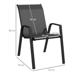 Outsunny Wicker Dining Chairs Set Of 4, Stackable Outdoor Chairs, Grey - thumbnail 3