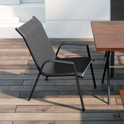 Outsunny Wicker Dining Chairs Set Of 4, Stackable Outdoor Chairs, Grey - thumbnail 8
