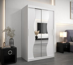 Arte Madrid Contemporary 2 Mirrored Sliding Door Wardrobe 5 Shelves 2 Rails White Matt (H)2000mm (W)1200mm (D)620mm - thumbnail 2