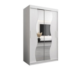 Arte Madrid Contemporary 2 Mirrored Sliding Door Wardrobe 5 Shelves 2 Rails White Matt (H)2000mm (W)1200mm (D)620mm - thumbnail 1