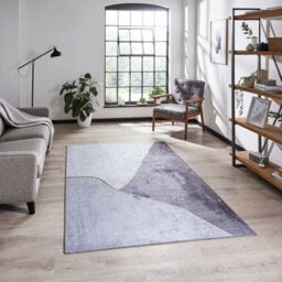 Grey Gold Abstract Modern Rug Easy To Clean Living Room Bedroom And Dining Room-120Cm X 170Cm - thumbnail 1
