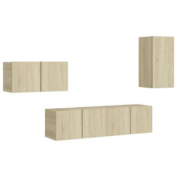 Berkfield 4 Piece Tv Cabinet Set Sonoma Oak Engineered Wood - thumbnail 2