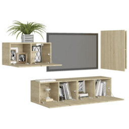 Berkfield 4 Piece Tv Cabinet Set Sonoma Oak Engineered Wood - thumbnail 3