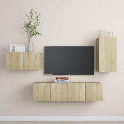 Berkfield 4 Piece Tv Cabinet Set Sonoma Oak Engineered Wood - thumbnail 1