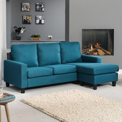 Modbury Reversible Fabric Corner Sofa - Teal - image 1