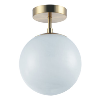 Happy Homewares Modern Snowflake Glass Globe Bathroom Ceiling Light In Antique Brass - image 1