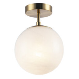 Happy Homewares Modern Snowflake Glass Globe Bathroom Ceiling Light In Antique Brass - thumbnail 2