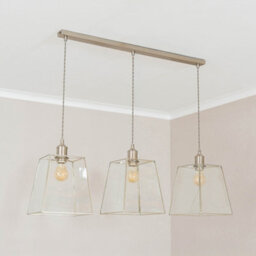 Valuelights Susie Glass Lantern 3 Drop Brushed Chrome Diner Ceiling Pendant Light With Bulbs - thumbnail 3