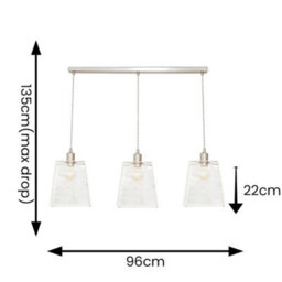 Valuelights Susie Glass Lantern 3 Drop Brushed Chrome Diner Ceiling Pendant Light With Bulbs - thumbnail 4