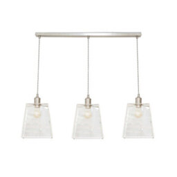 Valuelights Susie Glass Lantern 3 Drop Brushed Chrome Diner Ceiling Pendant Light With Bulbs - thumbnail 2