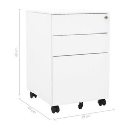 Vidaxl Mobile File Cabinet White 39X45X60 Cm Steel - thumbnail 3