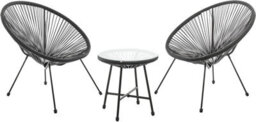 Evre 2 Seat Black Goa Acapulco Styled Garden Furniture Set, Bistro Patio Indoor Outdoor Balcony  Terrace - Inc Weekend Delivery - thumbnail 6