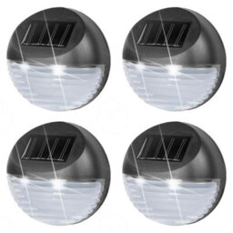 Geezy Solar Powered Fence Lights Wall Mounted Patio Garden Outdoor Led Pack Of 4