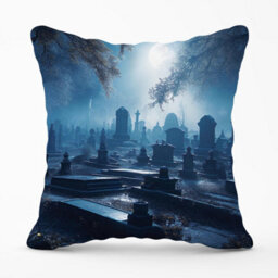Warren Reed Designer A Breathtaking Scene Of A Moonlit Graveyard Outdoor Cushion 45Cm X 45Cm - thumbnail 1