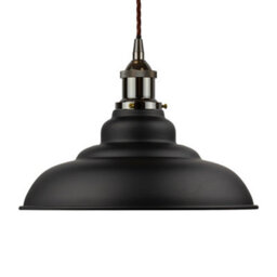 Matt Black St Edmund's Painted Dome Pendant Light With Black Nickel Lamp Holder And Brown Twisted Cable - Se Home - thumbnail 1