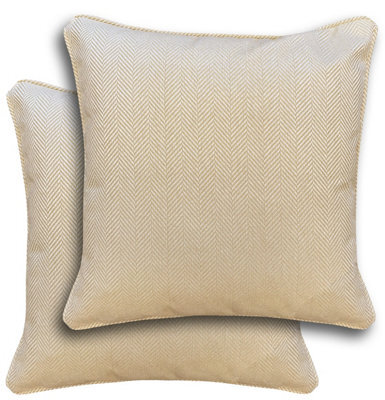 Enhanced Living Pair Of Chester Natural Herringbone Cushion Covers - 43X43Cm - Cases Only