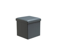 Faux Leather Storage Ottoman Storage Box With Lid Foldable - 38X38X38Cm Square Grey