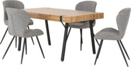 Seconique Treviso Dining Set With Quebec Chairs - Light Oak Effect/black/grey Faux Leather - thumbnail 1