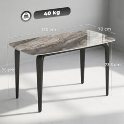 Homcom Dining Table For 4, Kitchen Table With Sintered Stone Tabletop, Brown - thumbnail 3