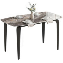 Homcom Dining Table For 4, Kitchen Table With Sintered Stone Tabletop, Brown - thumbnail 2