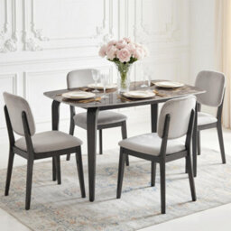 Homcom Dining Table For 4, Kitchen Table With Sintered Stone Tabletop, Brown - thumbnail 7