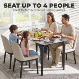 Homcom Dining Table For 4, Kitchen Table With Sintered Stone Tabletop, Brown - thumbnail 4