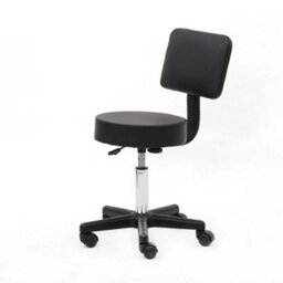 Salon Stool Adjustable Round With Backrest Black Comfort Rolling Lift Chair - thumbnail 1