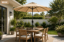 Shopnbits 3M Garden Parasol Sun Shade Canopy Patio Large Outdoor Umbrella Crank Tilt Beige - thumbnail 4