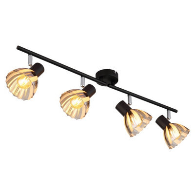 Luminosa Lighting Luminosa Zachery Ceiling Spotlight Bar Matt Black Smoke Glass Shade 4X E14 - image 1