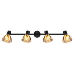 Luminosa Lighting Luminosa Zachery Ceiling Spotlight Bar Matt Black Smoke Glass Shade 4X E14 - thumbnail 4