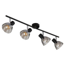 Luminosa Lighting Luminosa Zachery Ceiling Spotlight Bar Matt Black Smoke Glass Shade 4X E14 - thumbnail 2