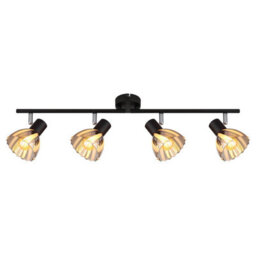 Luminosa Lighting Luminosa Zachery Ceiling Spotlight Bar Matt Black Smoke Glass Shade 4X E14 - thumbnail 3