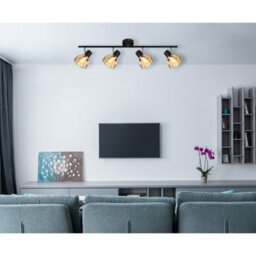 Luminosa Lighting Luminosa Zachery Ceiling Spotlight Bar Matt Black Smoke Glass Shade 4X E14 - thumbnail 6