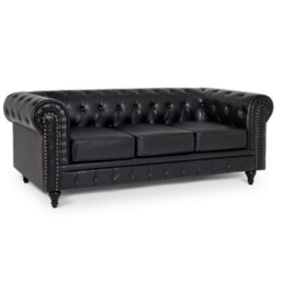 Bravich Chesterfield Faux Leather Button-Tufted 3-Seater Sofa - thumbnail 2